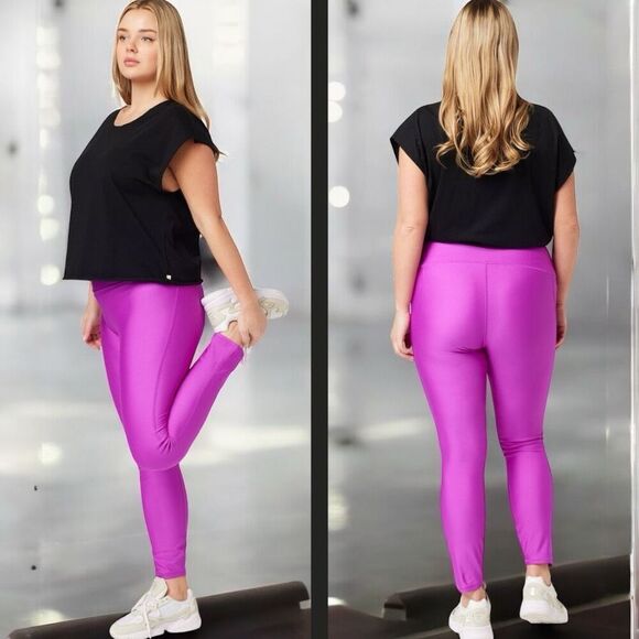 Under Armour UA Purple HeatGear No-Slip Training Pocket Leggings Size XXL - Picture 3 of 15